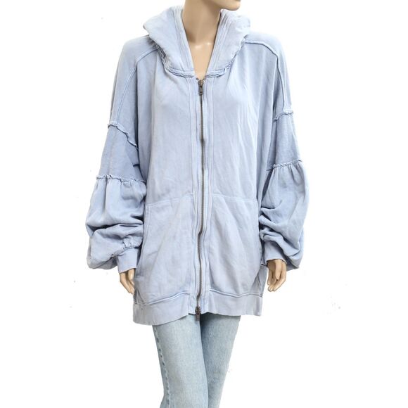 Free People Oversized Ribbed Sweatshirt Top Balloon Sleeve Slouchy M New 283628 - Picture 3 of 9